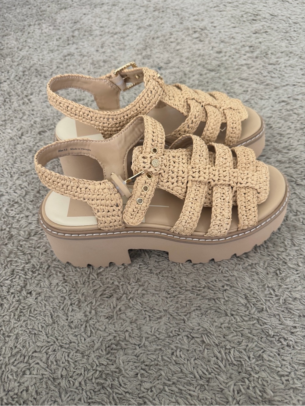 Dolce Vita Beige Woven Platform Sandals